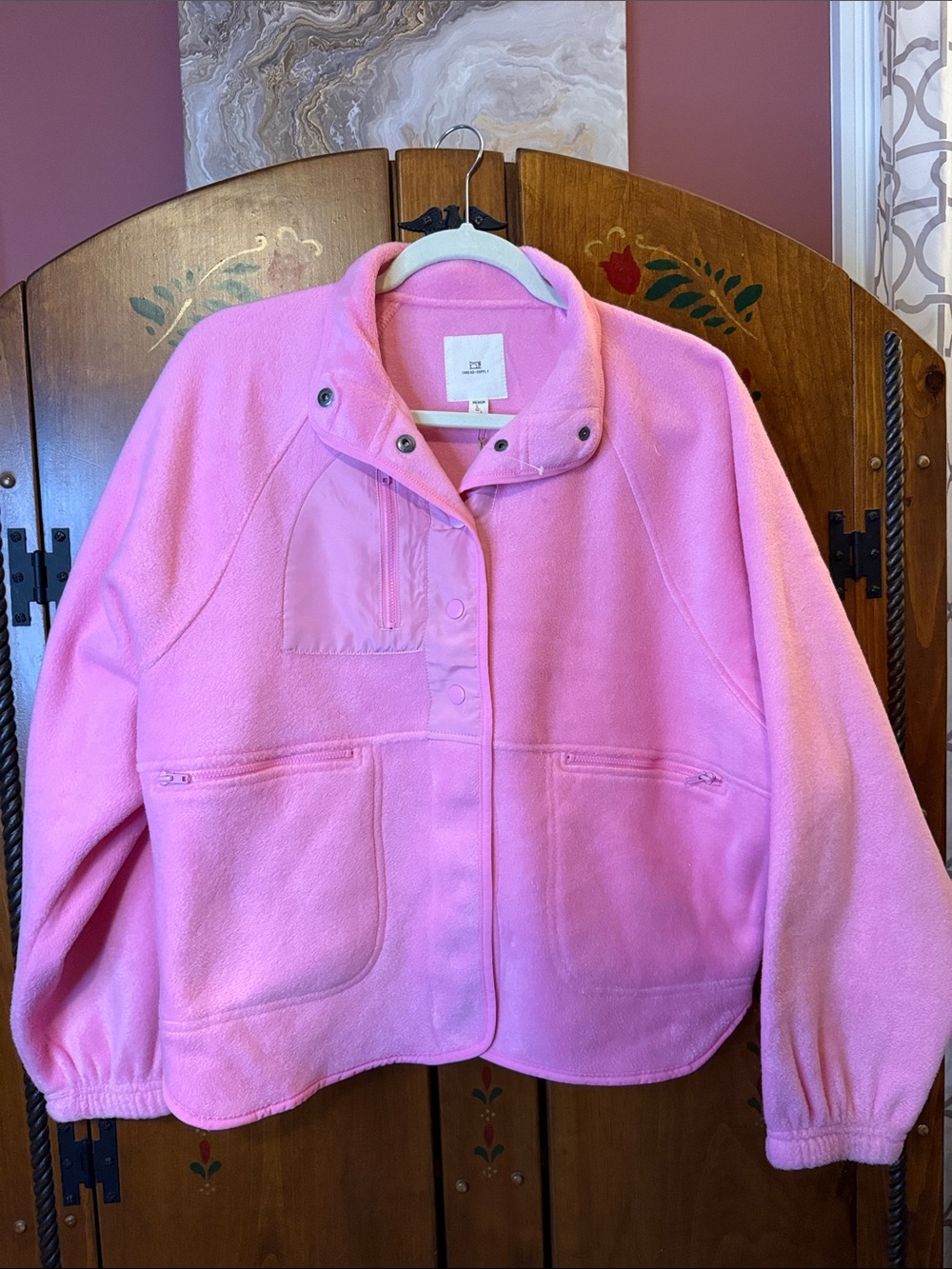 Thread & Supply Pink MED Teddy Fleece Jacket NWT